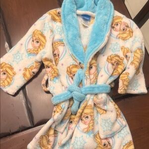 Disney Frozen Elsa Plush Hooded Kids Robe - White & Light Blue